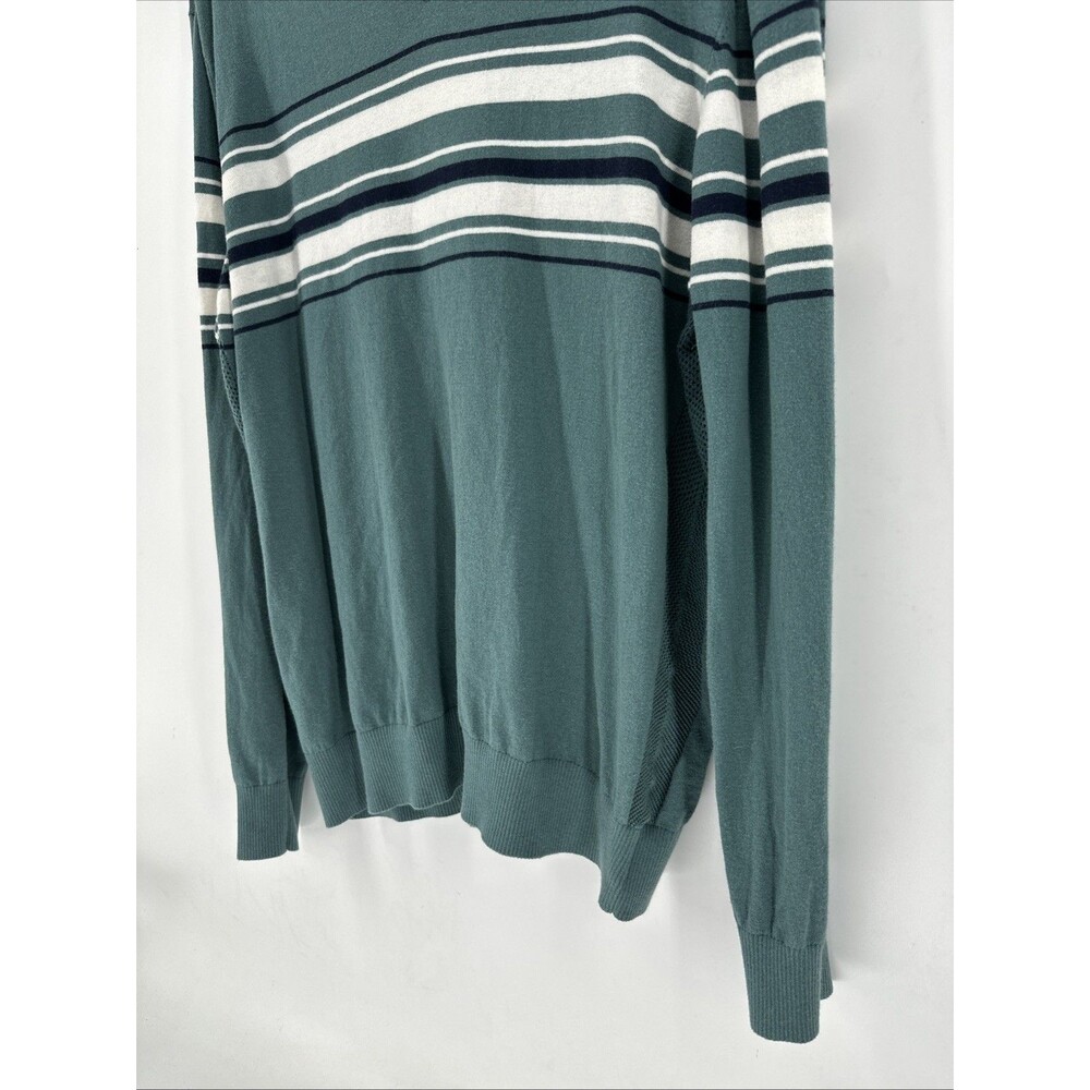 AG Green Label Men’s V-Neck Cotton Cashmere Striped Sweater Sz XXL - Picture 3 of 10